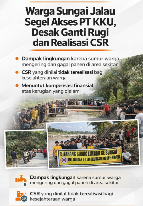 Warga Sungai Jalau Segel Akses PT KKU, Desak Ganti Rugi dan Realisasi CSR