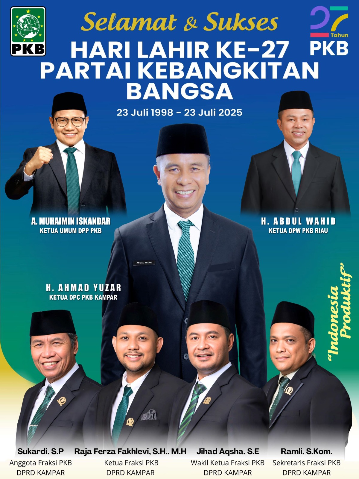 Ketua DPC PKB Kampar Ahmad Yuzar Komandoi Fraksi PKB Kampar dalam Bimtek Nasional dan Peringatan Harlah ke-27 PKB di Jakarta